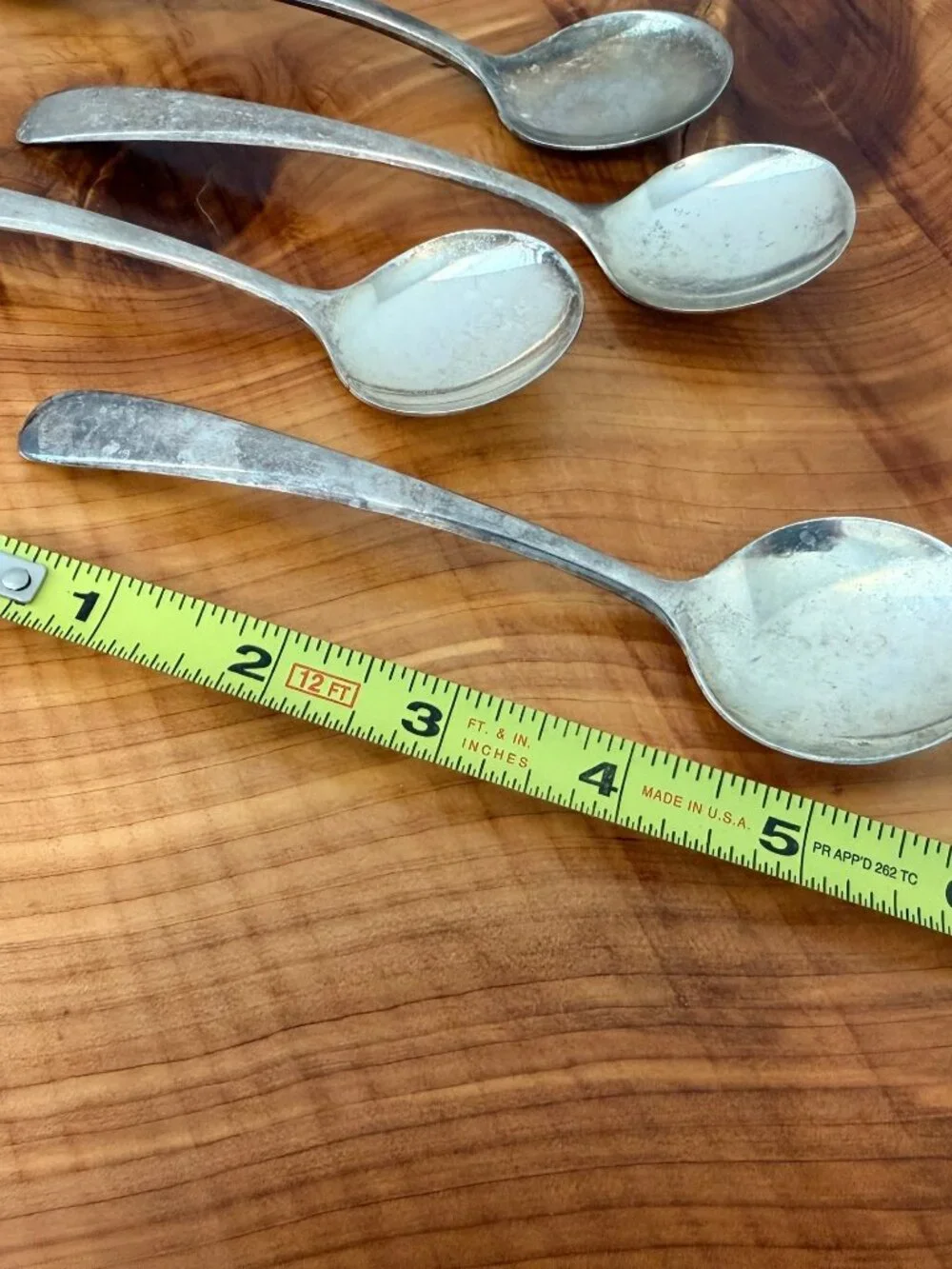 Set of 4, Italy Silverplated Silver Tone Spoons Flatware.